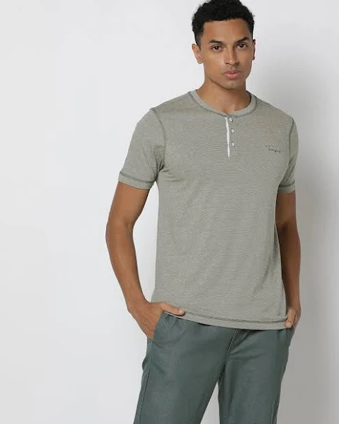 Regular Fit Core Micro Feeder Heathered Henley T-S
